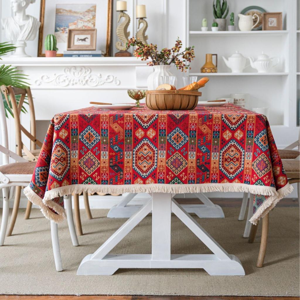 American Tablecloth Flower Jacquard Dining Table Cloth Bohemian