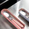 Stainless Steel Portable Student Tableware Outdoor Travel Lunch Box Spoon Fork Chopsticks Set With Storage Case Adult Gift