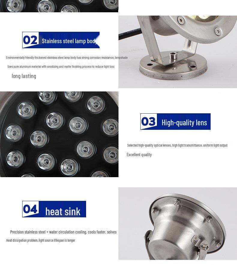 LED Underwater RGB Pool Light, Waterproof Outdoor 24V Fountain Spotlight with Remote Control, Seven-Color for Swimming Pool & Fish Pond.