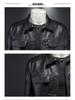 Men's Slim-Fit Turn-Down Collar Leather Motorcycle Jacket - Trendy Casual Outerwear