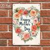 Vintage Pink Roses Tin Sign 8x12 Inch Metal Wall Art, Mother's Day Gift for Home Family