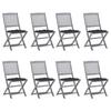 VidaXL Set of 8 Outdoor Folding Chairs with Cushions, Patio Seats, Dining Chairs, Patio Furniture 3078305