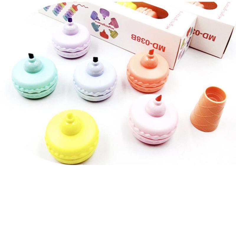 1 sztuka 6 kolorów słodki kawaii makaronik ciastko cukierkowy kolor zakreślacz artykuły biurowe szkolne