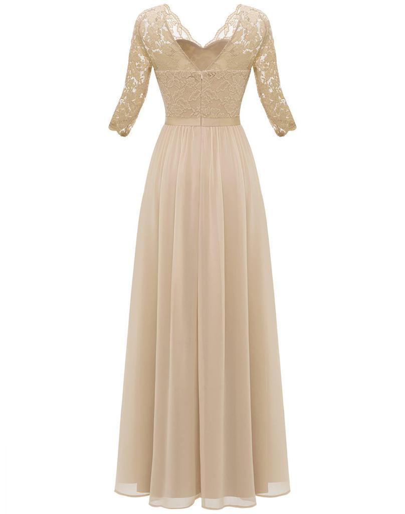 Elegant Lace Splicing Long Evening Dress for an Impressive Look