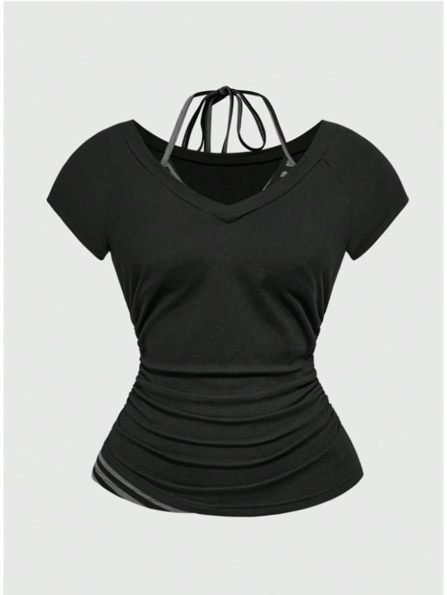 Y2K Spicy Girl Retro Wing Print Lace-up Bandeau Top
