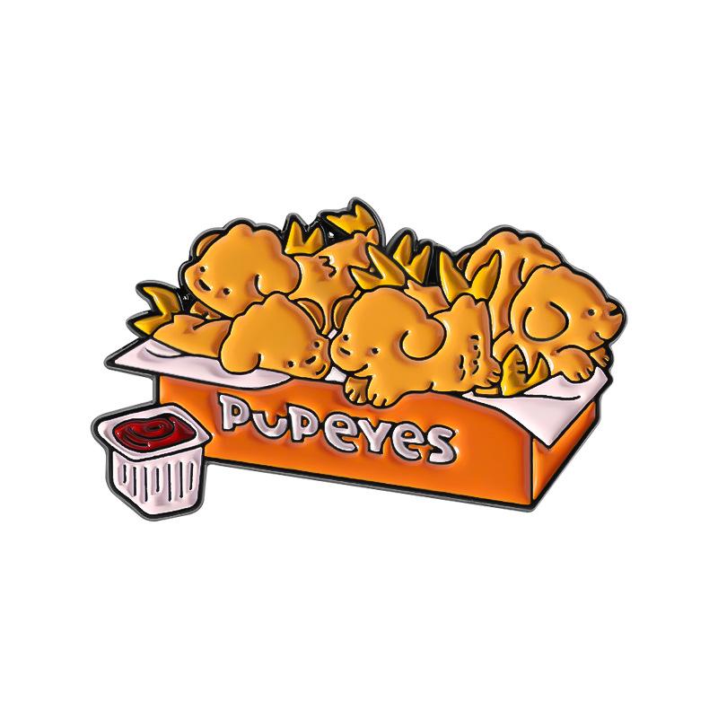 Hobby Dog Fried Chicken Nuggets Brooch - Cute Pet-Shaped Badge for Clothing & Bags