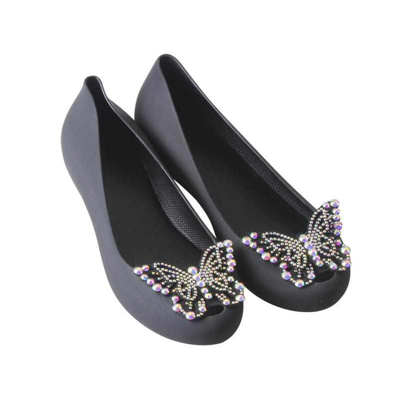 Four Seasons Shoes Color Diamond Cloth Butterfly Fashion And Comfortable Flat Bottom Shallow Mouth Casual Jelly Single Shoes Y2