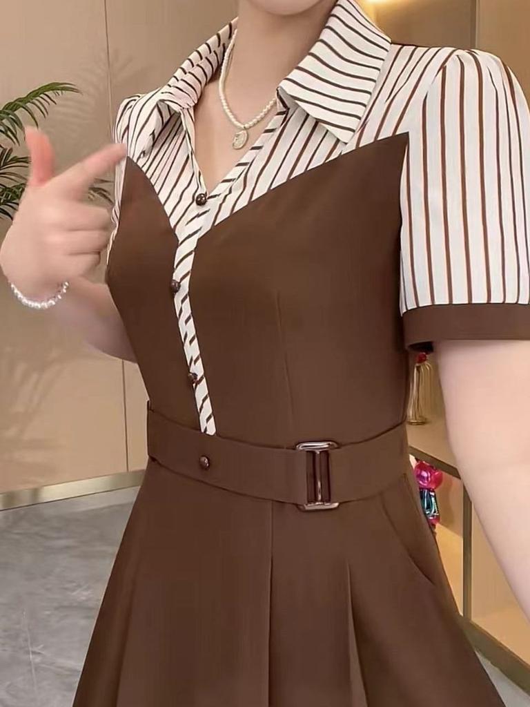 Beliebter Rock High-End Midilanges Kleid Sommer Junge Mutter Neu Gespleißt Slim Damenrock