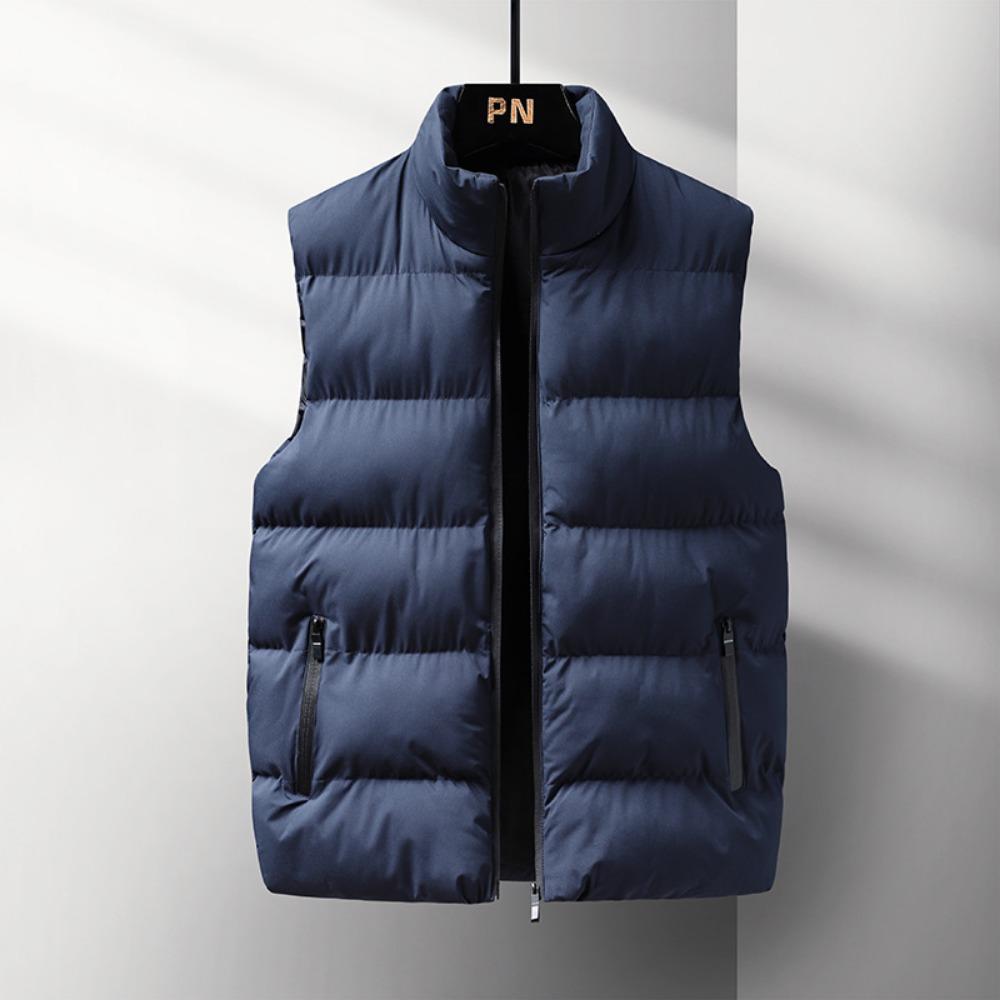 

Men s Warm Sleeveless Vest Jacket - Winter Zipper Style, Autumn Stand-Up Collar Casual Waistcoat XXXXXL синій