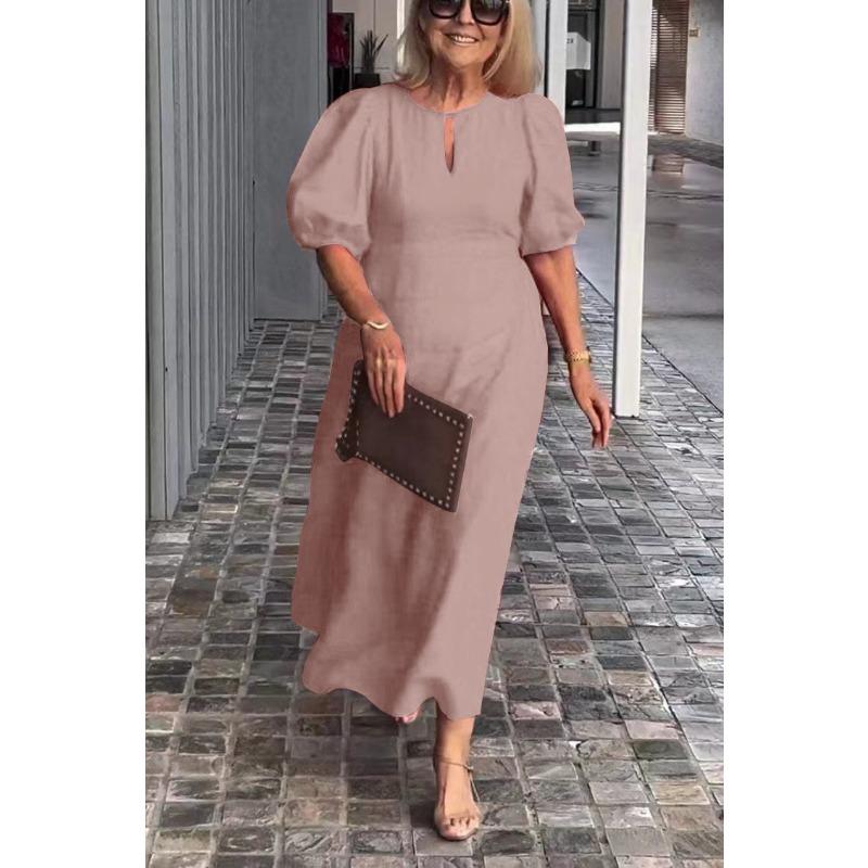 DAFIFY Moteriškos mados vasaros pavasario vienspalvės spausdintos kasdieninės suknelės trumpomis rankovėmis O formos iškirpte aukštu juosmeniu