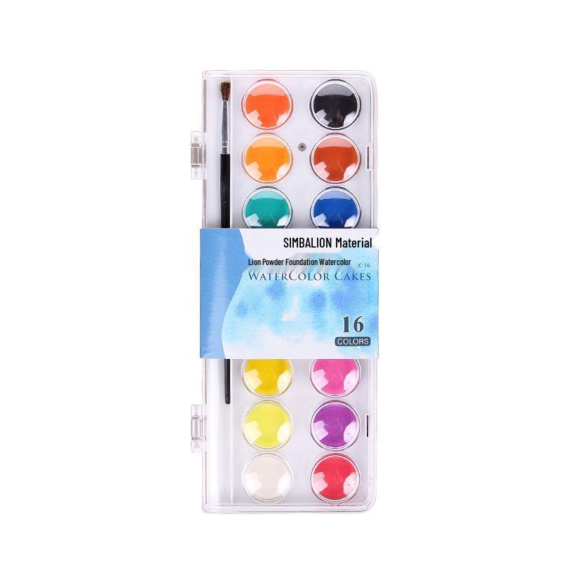 Xiongshi 36-Color Children's Solid Watercolor Paint Set with Compact Transparent Case