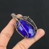 Blue Sapphire Pendant, Handmade Gemstone Pendant, 999 Copper Wire Wrapped Pendant Antique Jewelry, For Engagement Gift