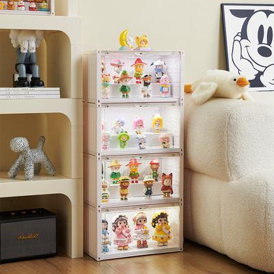 Doll Toy Storage Box with Light Blind Box Display Stand Dustproof Stackable Organizer Case for Figures Showcase Organizer Boxes