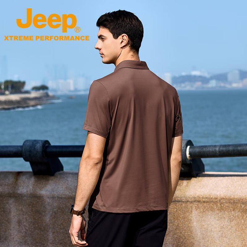 Jeep Men s Breathable Quick-Dry Ice Silk Polo Shirt 4XL