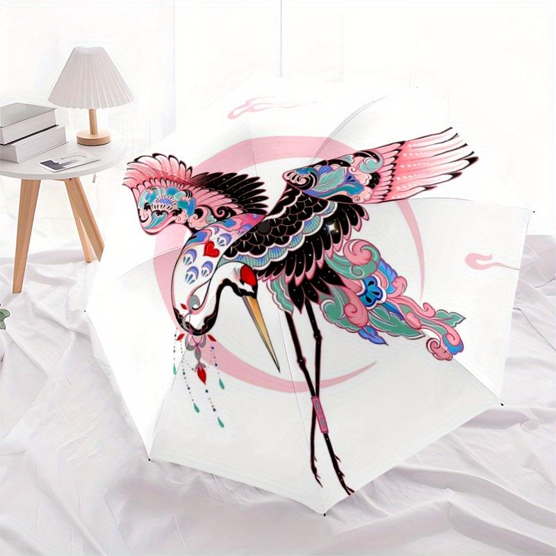

1pc Beautiful Crane Cartoon Umbrella, Portable 3-Fold Compact Umbrella, Suitable for Camping, Hiking and Travel, Ideal Easter Birthday Gift for Family