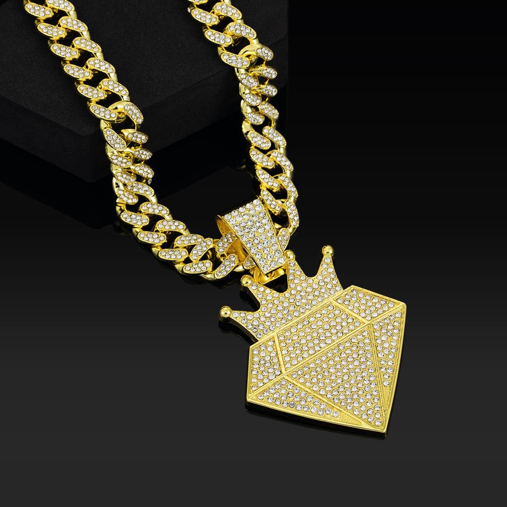 Nieuwe Legering Diamant Kroon Diamant Cubaanse Ketting Hanger Europese en Amerikaanse Hip Hop Mode Mannen Sieraden
