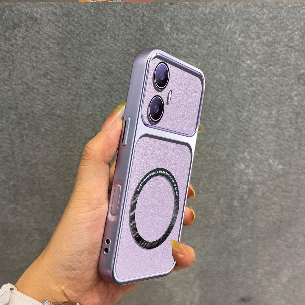 Upgraded Big Lens Protection Case for realme C55 Luxury Leather Casing with Magnetic Ring