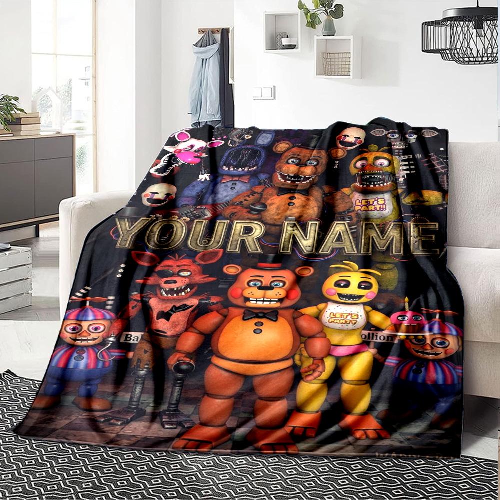Name Custom FNAF Print Flannel Blanket High Quality Warm Comfortable Cover for All Seasons Perfect for Gifts Home Decor