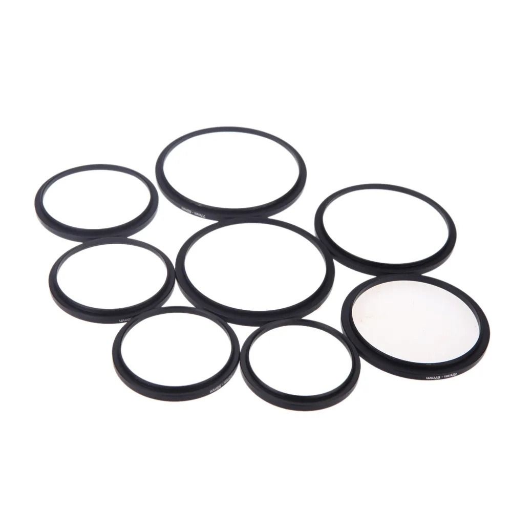 9pcs Filter Ring Adapter Set Camera Ring Adapter 37-82mm Lens Adapter Filter  Lens Hood