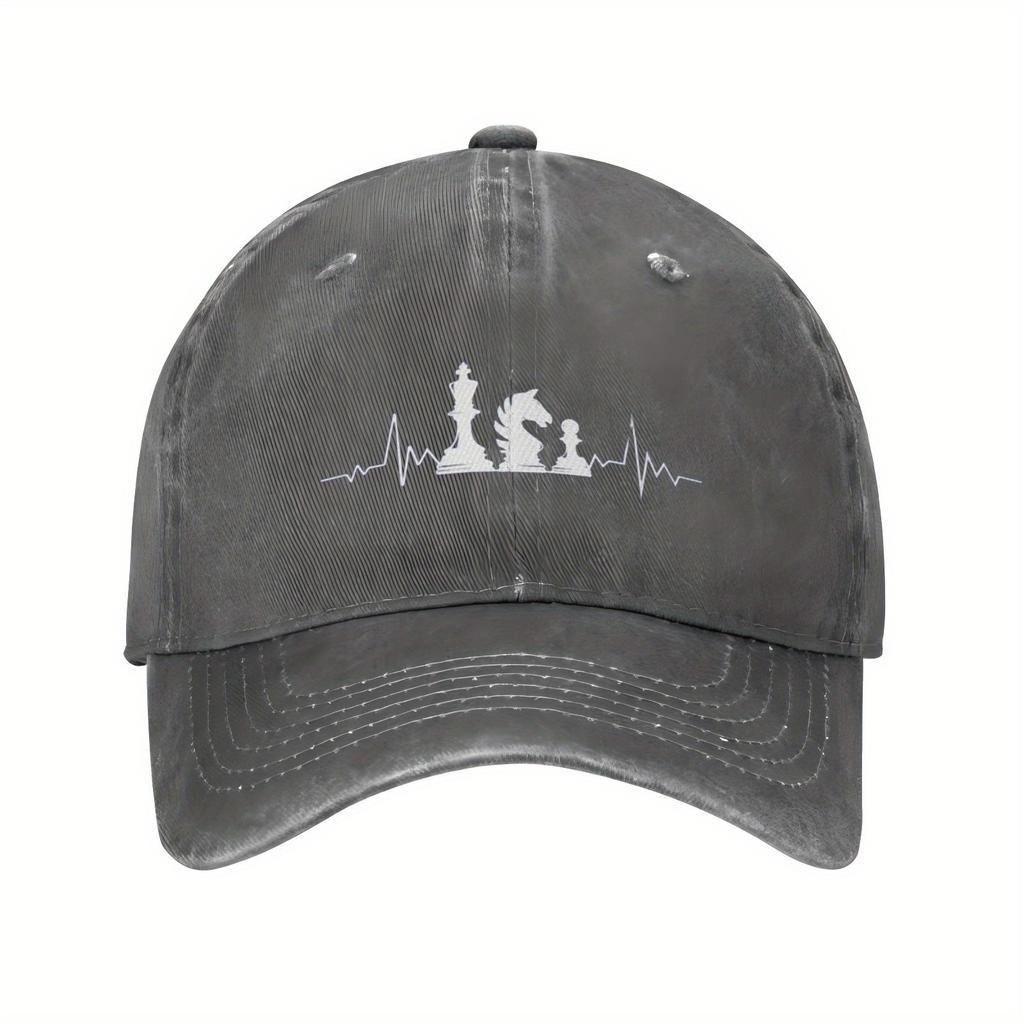 Chess Heartbeat EKG Print Baseball Cap Unisex Adjustable Breathable Cotton Casual Hat for Chess Players