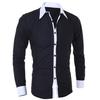 Business Herren Umlegekragen Langarm Colorblock Baumwolle Abschlussball Slim Hemd