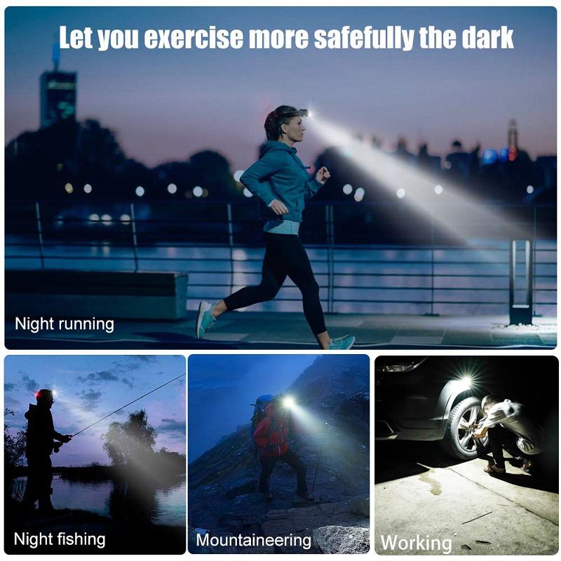 Portable LED Headlamp Built In 18650 Battery Headlight Outdoor Fishing Head Lamp Strong Light Flashlight USB Rechargeable Torch