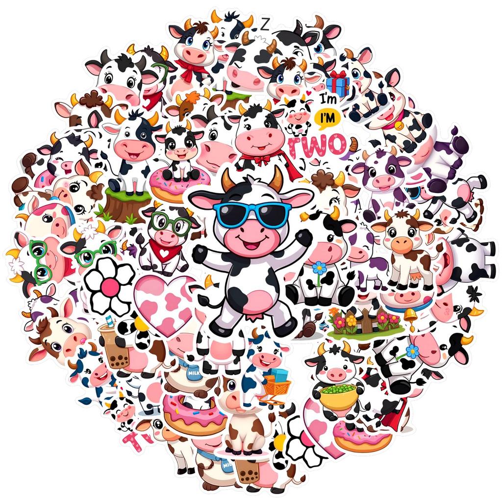 35pcs-50pcs Playful Animals Stickers Cute Farm Life Stationery Stickers  Stickers For Suitcase Fridge Phone Luggage DIY