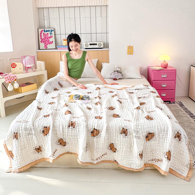 Class A Cotton Six-layer Bubble Gauze Throw Blanket Soft Towel Quilt Comfortable Cover Blanket For Children Adult Baby Daily Use