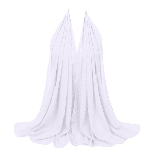 Lightweight Scarf Hot Drill Imitation Pearls Decor Headwrap Women Solid