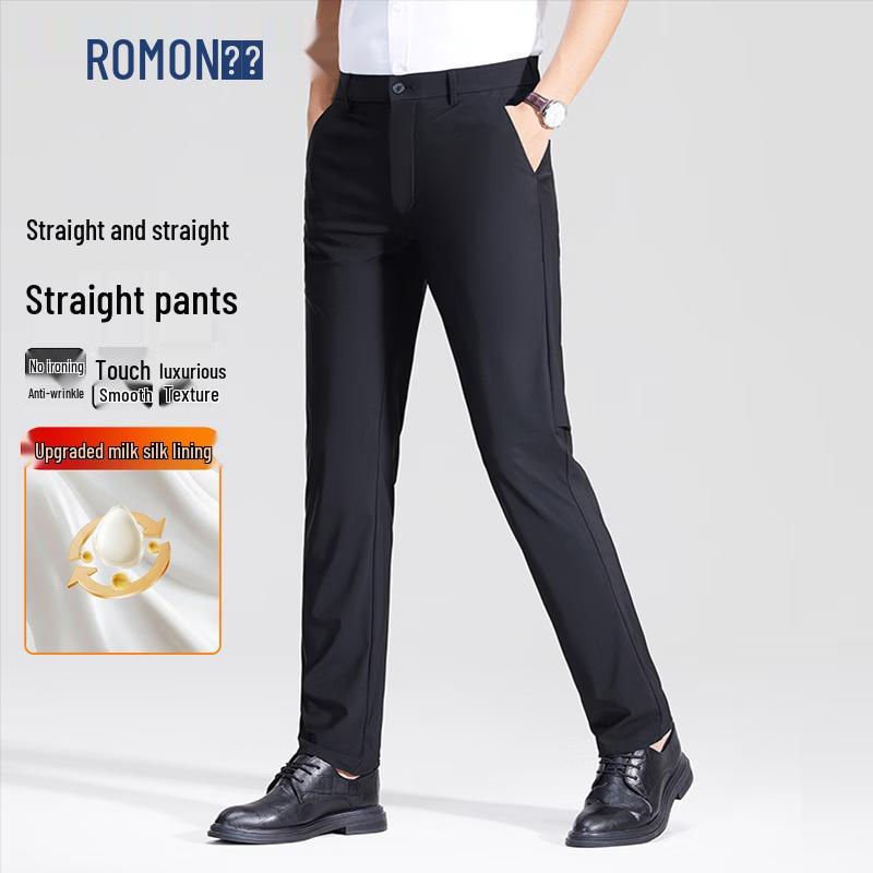 Romon Men's Lightweight Business Casual Stretch Trousers