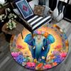 Elephant Round Area Rug,Carpet Rug for Living Room Bedroom Sofa Playroom Decor,Non-slip Floor Mat