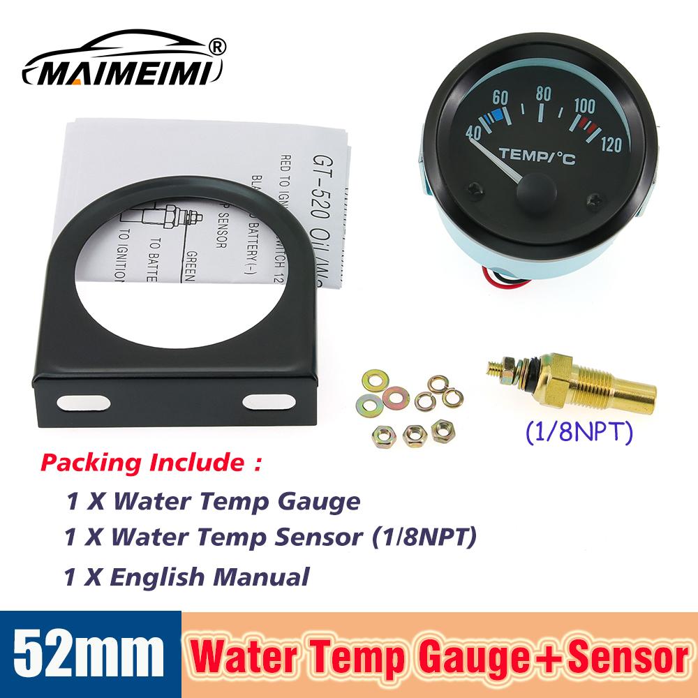 Car Water Temperature Gauge With Water Temp Joint Pipe Sensor Adapter 1/8NPT 52mm Temperatura Moto Internal replacement parts