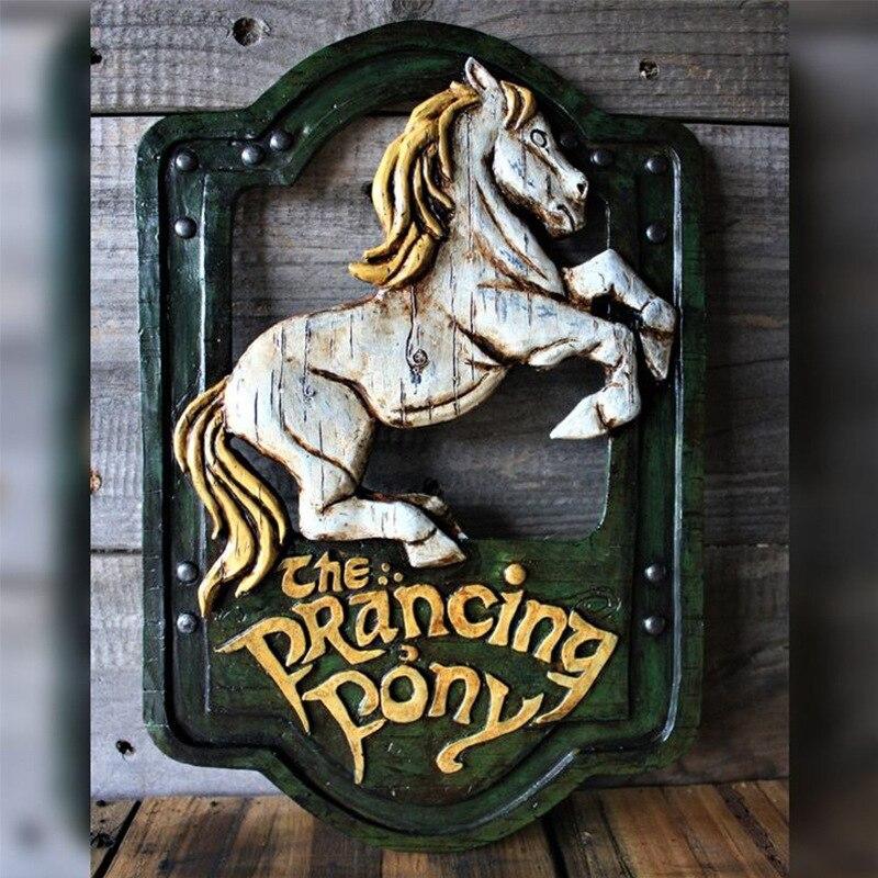 

Longma Resin Crafts Современные украшения для стен дома Lord of The Prancing Pony и The Green Dragon Pub Signs Set Horse