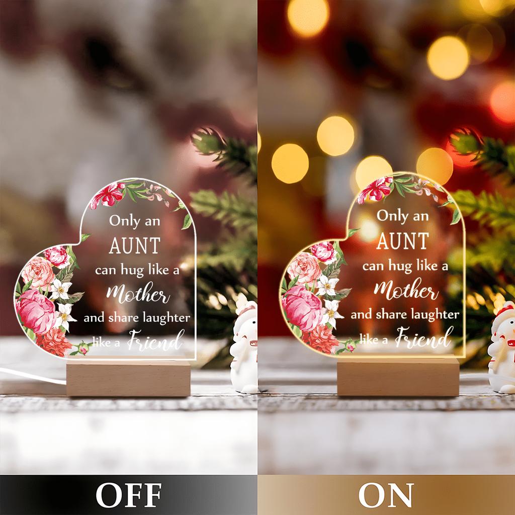1PC Acrylic Luminous Ornament Photography Accessories, USB Base, Auntie Heart Gift, Mother's Day Figurines
