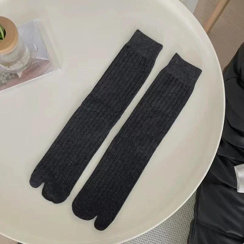 

Носки с пальцами в японском стиле для женщин, осенние чулки с двумя пальцами, шлепанцы, вязаные трубчатые носки