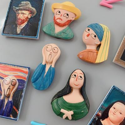 World Famous Painting Refrigerator Magnet Home Office Kitchen Locker Fridge Resin 3D Cartoon Men Women Magnetic Decoration Ornament