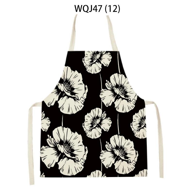 Retro Flowers Linen Kitchen Aprons Floral Printed Cooking Aprons for Women Men Baking Accessories Cleaning Pinafore Delantal