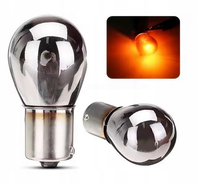 CHROME 21W PY21W orange turn signal bulbs BAU15S 2 pcs