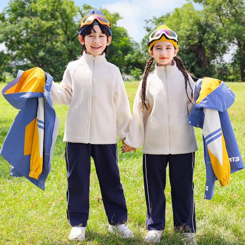 Children’s School Uniform Windbreaker Set for Spring and Autumn - Three-Piece Outfit for Kindergarten and Primary School