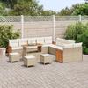 Ensemble 14 pièces de sofa de jardin avec coussins beige en poly rattan acacia, Sofa de jardin 2 places avec coussins beige 3363371
