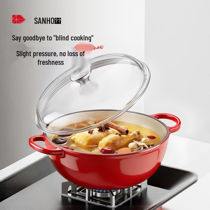 Sanhe 3.2L Visible Micro-Pressure Cast Iron Enamel Soup Pot