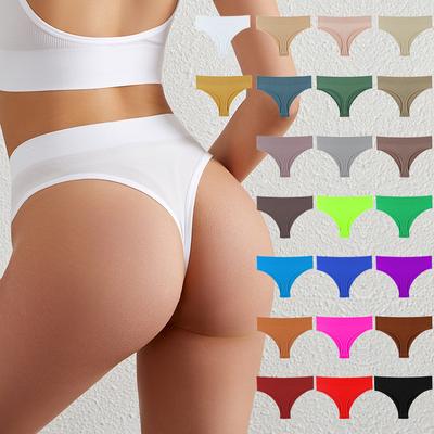 Lenjerie de corp pentru fete, fără sudură, sexy, invizibilă, cu talie mijlocie, pantaloni în formă de T Fete, de culoare solidă, confortabile, pentru fitness, chiloți în formă de T pentru femei