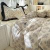 1.5/1.8 Korean Style 100% Cotton Fitted Sheet Sets with Lace Flower Print Bedding Set for Seasons Home Bedclothes for Adult Kids