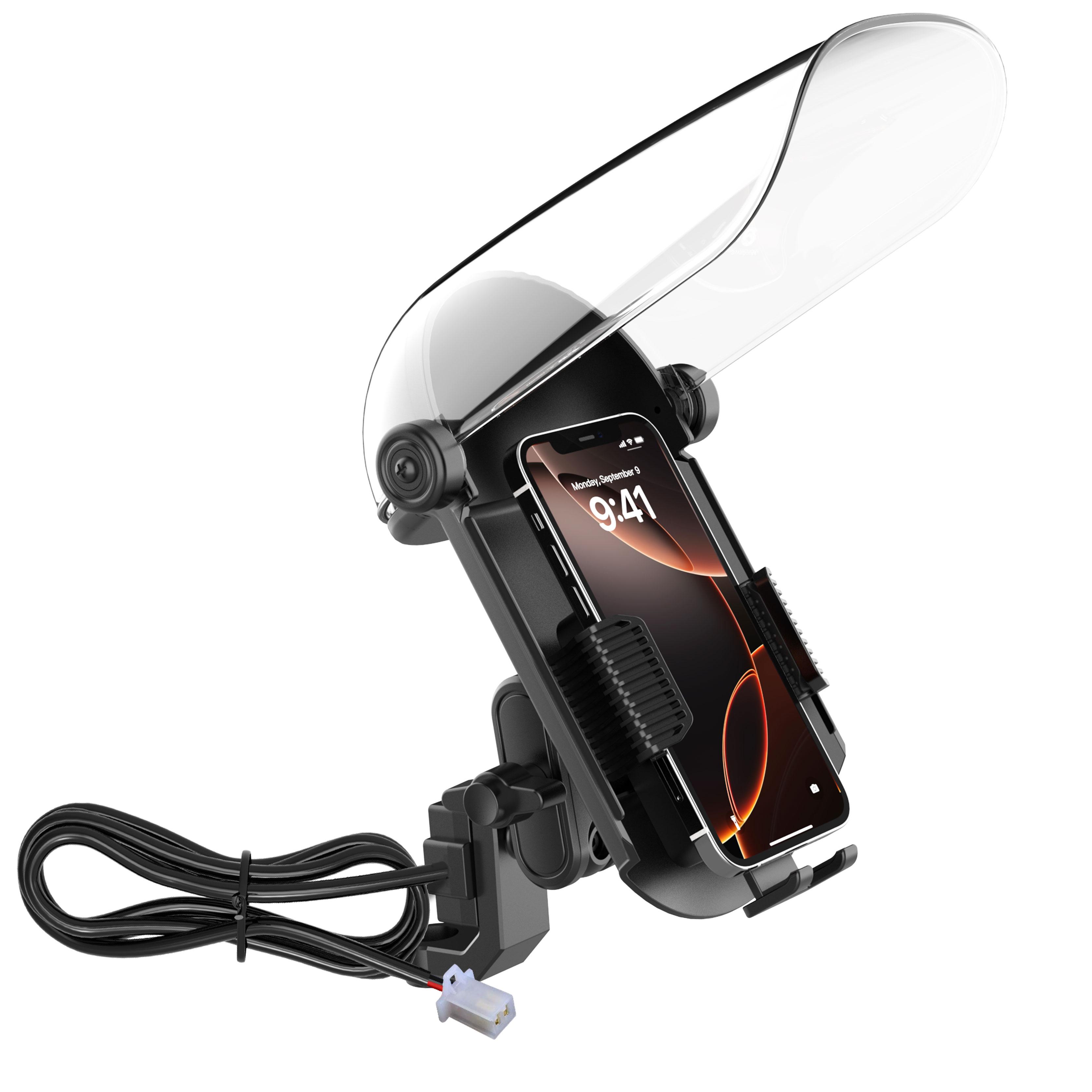 Electric Bike Phone Mount with Sunshade, Rain Protection, UV Protection Delivery Riding Motorcycle Sun Visor Phone Holder