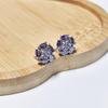 Gushen Petal Purple Zircon Stud Earrings - Lightweight, Cute Korean Style, Versatile Women's Floral Earrings.