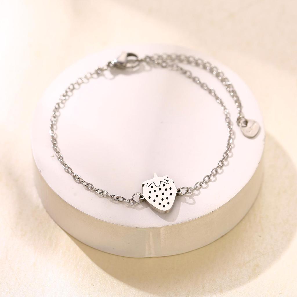 Stainless Steel Animal Fruit Bracelet - Kitten, Puppy, Strawberry Design