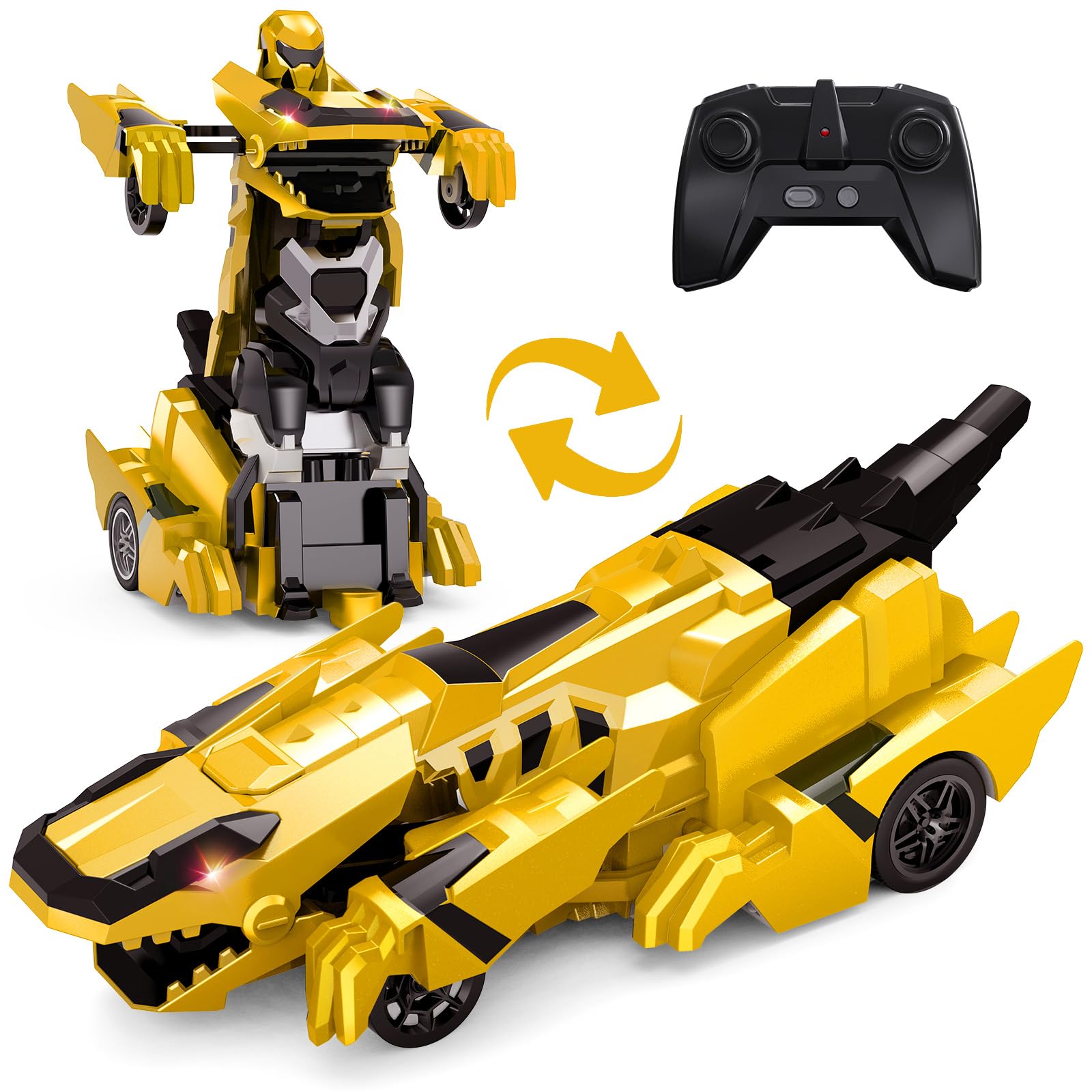 

Tecnock Transforming Dinosaur Radio Control Car for Kids, Gift (Yellow)