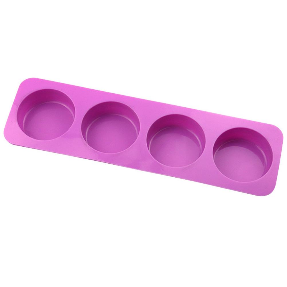 4 Cavity Round Silicone Cake Mold DIY Soap Making Tool Purple 2 Pack