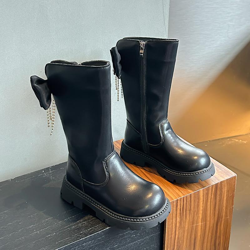 Szykowne Eleganckie Dziewczęce Buty na Platformie Kokarda Wszechstronne Dziecięce Buty Modowe Casualowy Trend Dzieci Księżniczka Czarne Klasyczne Buty Nowe