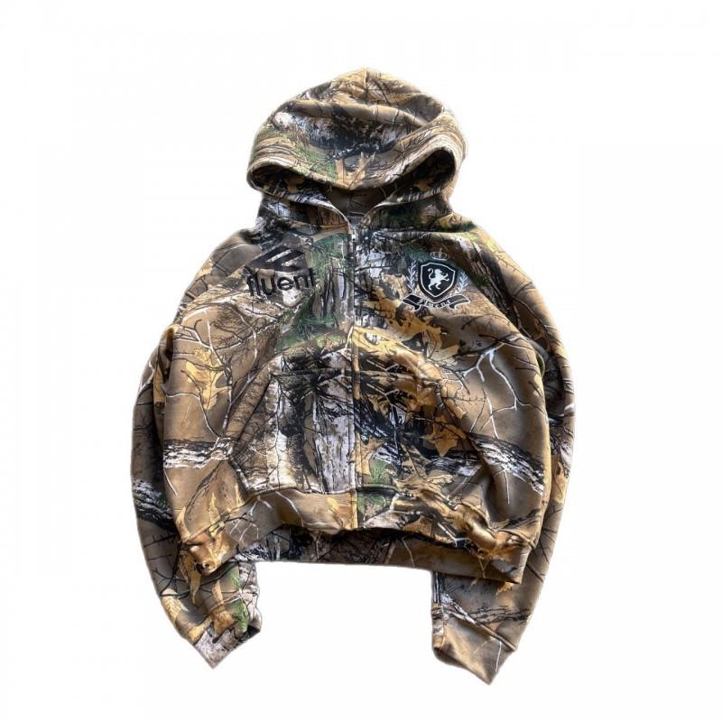 Unisex Oversizeowy Zestaw Bluza z Kapturem i Spodnie Dresowe Kamuflaż Retro Streetwear Codzienny Strój Mężczyźni Kobiety